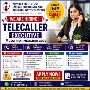 Telecaller Job Ahmedabad 2026 at VIFTRI Institute – Female Telecaller Vacancy and Telecalling Executive Jobs