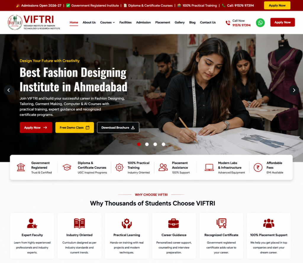 અમદાવાદમાં મહિલા સશક્તિકરણની નવી ક્રાંતિ: VIFTRI ઇન્સ્ટિટ્યૂટમાં શીખો ફેશન ડિઝાઇનિંગ, સિલાઈ અને AI કોર્સ